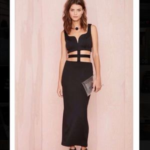 Nasty gal black cut out dress with a slit on back